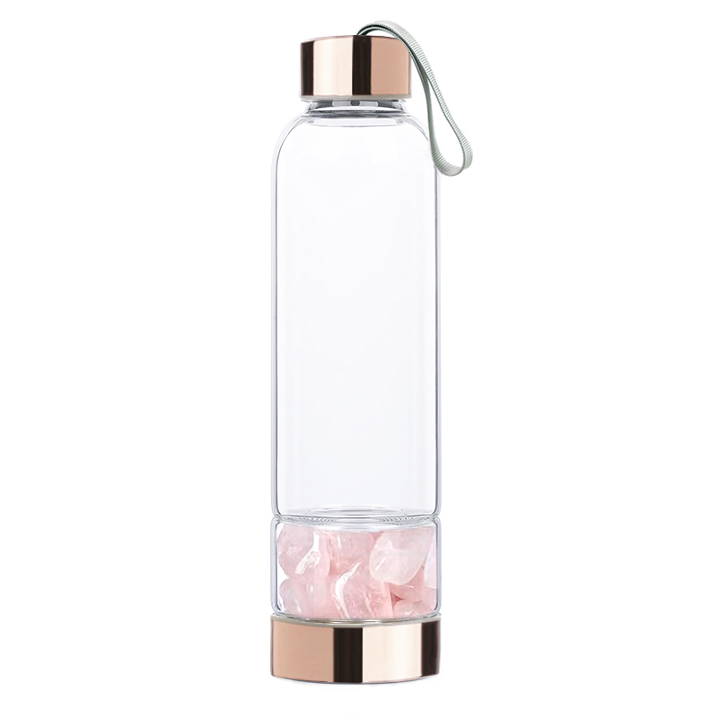 Glass bottle KANJO rose quartz 0.45 L